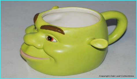 Rare Shrek Coffee Mug 2004 Dreamworks Galerie Large 3D Face Pencil Cup Large for Sale